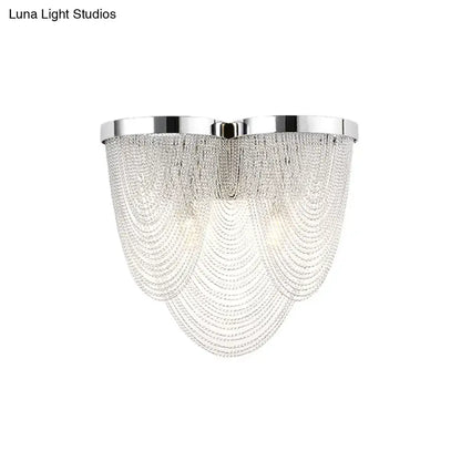 Modern chrome crystal tassel wall light for bedroom