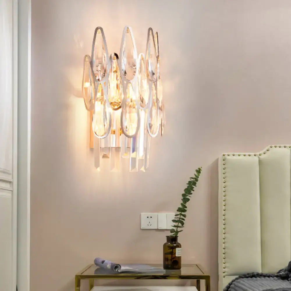 Modern chrome crystal teardrop wall sconce living room 110v-120v light
