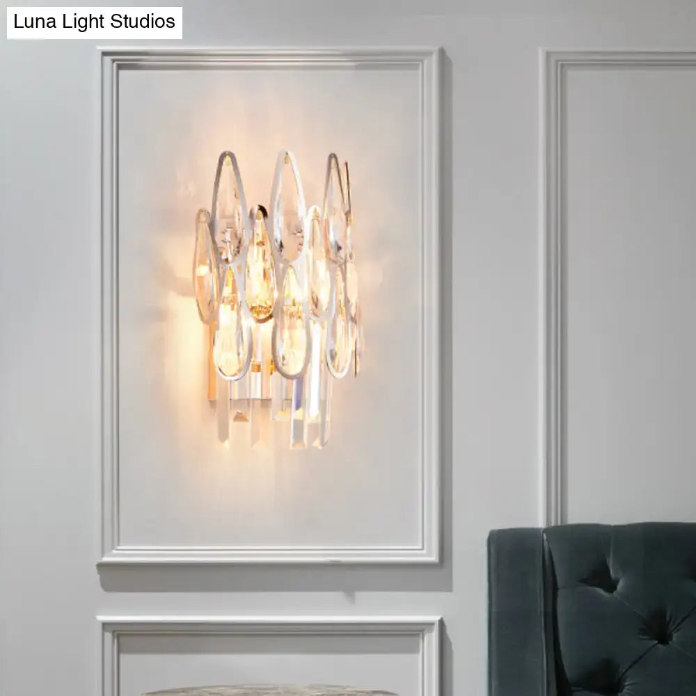 Modern chrome crystal teardrop wall sconce living room 110v-120v light
