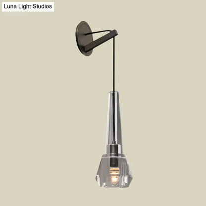 Modern chrome crystal wall lamp bedroom sconce with dangling cord