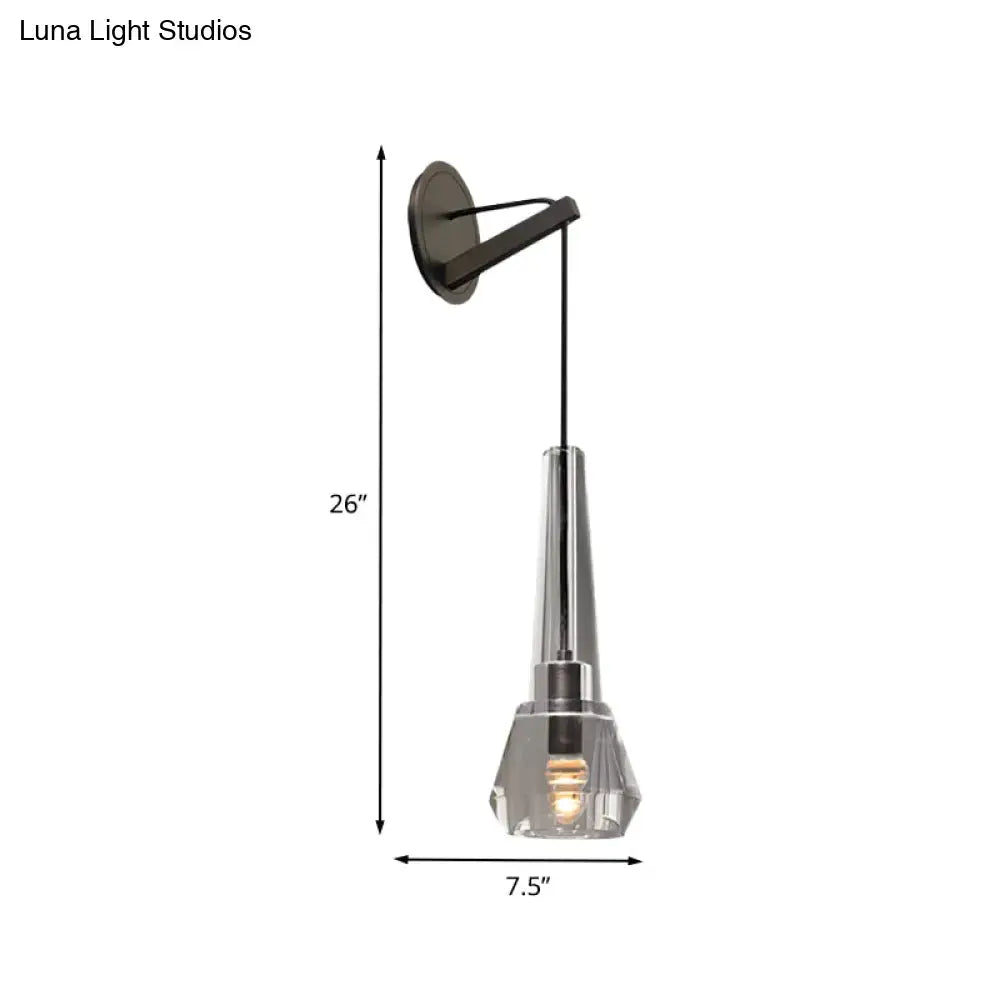 Modern chrome crystal wall lamp bedroom sconce with dangling cord