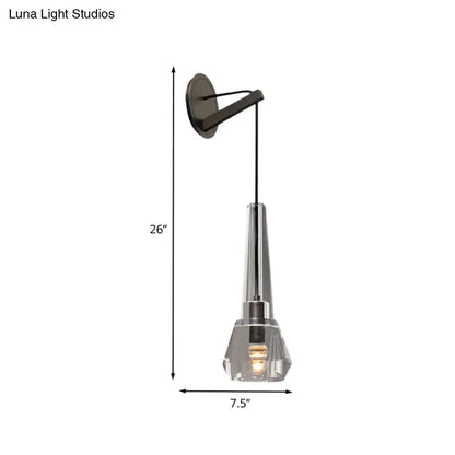 Modern chrome crystal wall lamp bedroom sconce with dangling cord