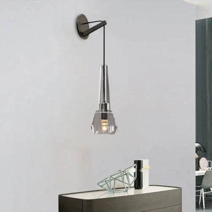 Modern chrome crystal wall lamp bedroom sconce with dangling cord