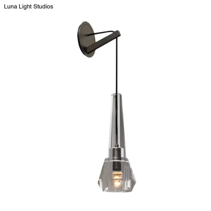 Modern chrome crystal wall lamp bedroom sconce with dangling cord