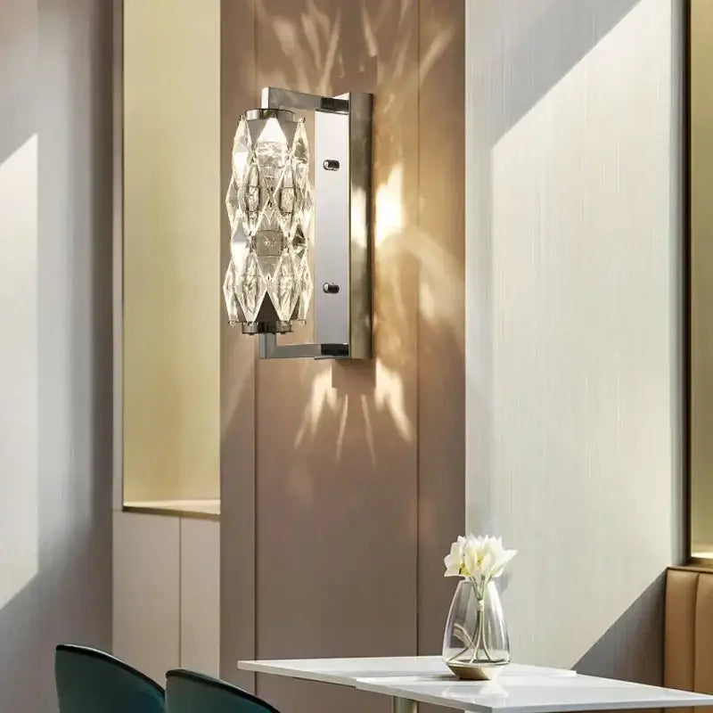 Modern chrome crystal wall lamp for bedroom luxury lighting