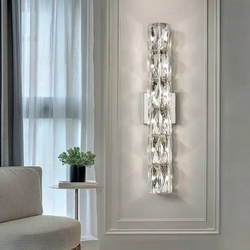 Modern chrome crystal wall light for living room luxury sconce