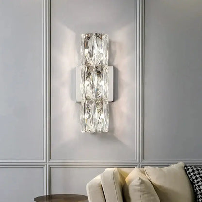 Modern chrome crystal wall light for living room luxury sconce