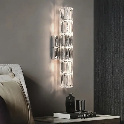 Modern chrome crystal wall light for living room luxury sconce