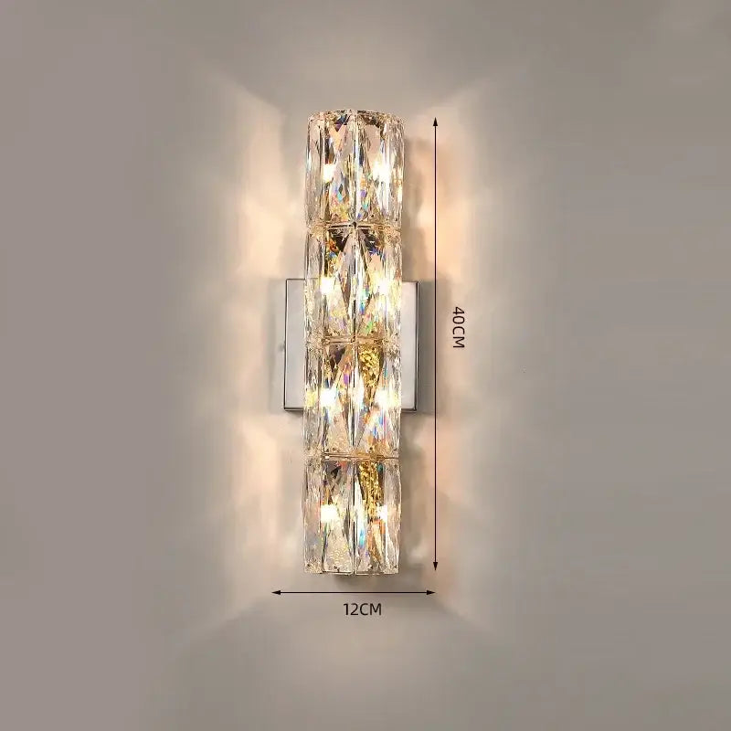 Modern chrome crystal wall light for living room luxury sconce