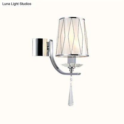 Modern chrome crystal wall lighting fixture for bedroom or hallway