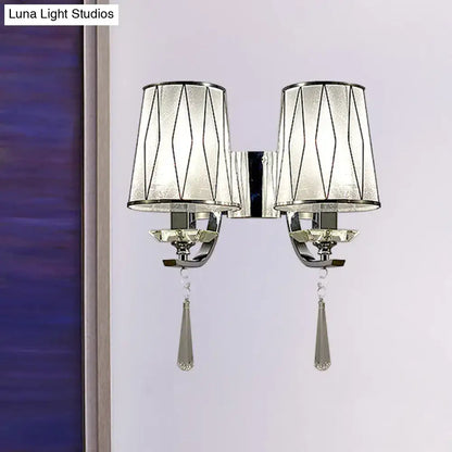 Modern chrome crystal wall lighting fixture for bedroom or hallway