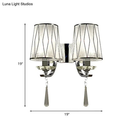 Modern chrome crystal wall lighting fixture for bedroom or hallway