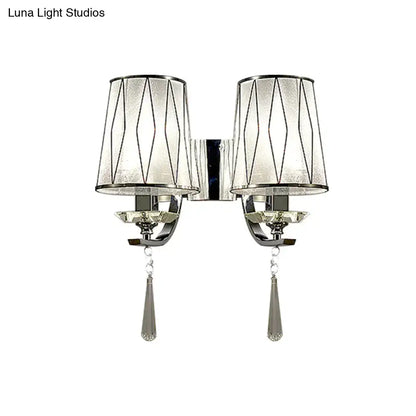 Modern chrome crystal wall lighting fixture for bedroom or hallway