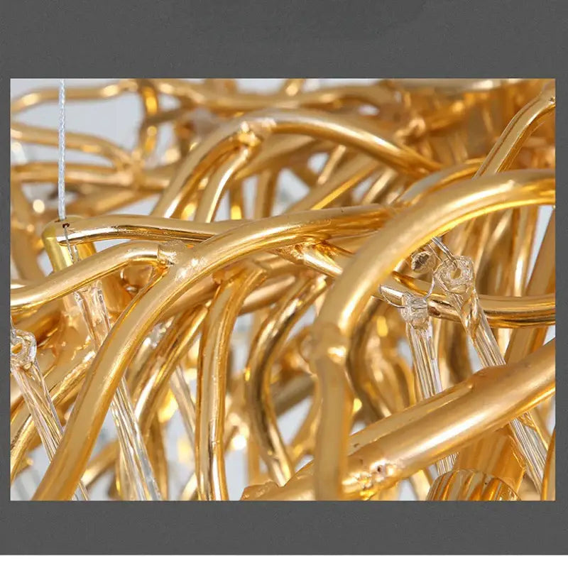 Modern chrome crystal water drop branch chandelier living room light