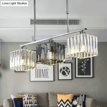 Modern chrome cube island ceiling light dining room crystal pendant