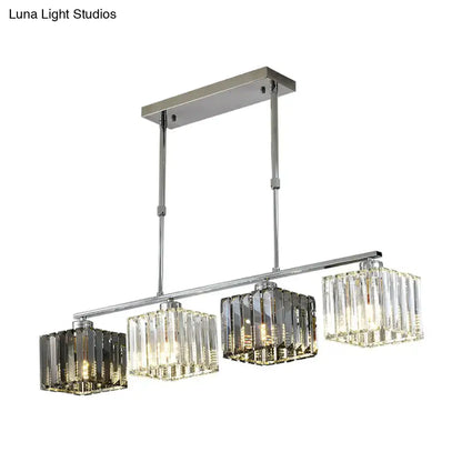 Modern chrome cube island ceiling light dining room crystal pendant