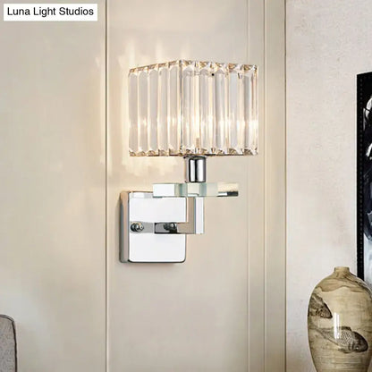 Modern chrome cuboid crystal wall mounted light bedroom sconce