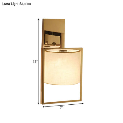 DecorBites™ Modern Chrome Cylinder Wall Sconce Light – Fabric Shade, 1-Light Fixture