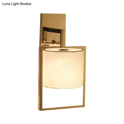 DecorBites™ Modern Chrome Cylinder Wall Sconce Light – Fabric Shade, 1-Light Fixture