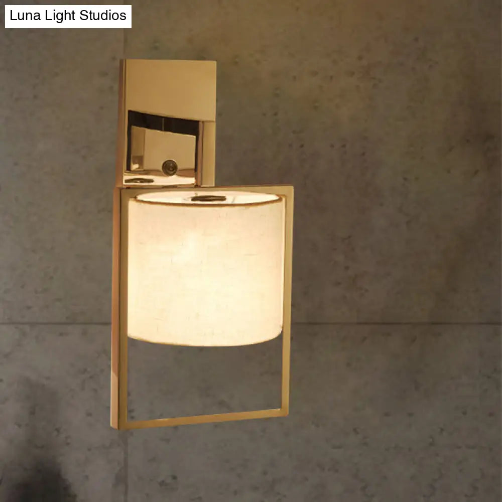DecorBites™ Modern Chrome Cylinder Wall Sconce Light – Fabric Shade, 1-Light Fixture