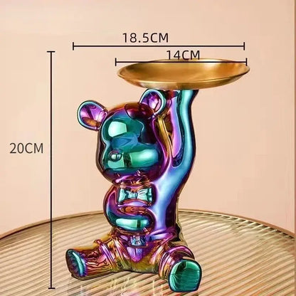 Modern chrome decorbites bear doll storage tray living room key holder