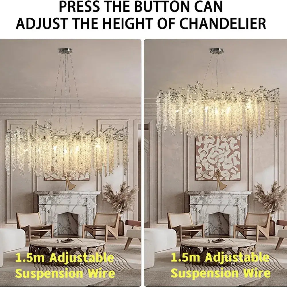 Modern chrome branch crystal chandelier dining room