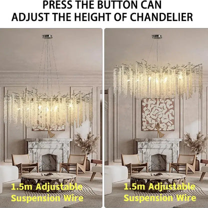 Modern chrome branch crystal chandelier dining room