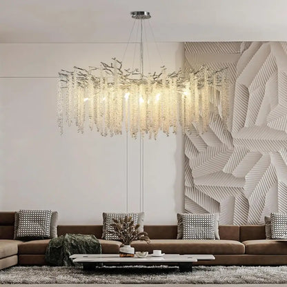 Modern chrome branch crystal chandelier dining room