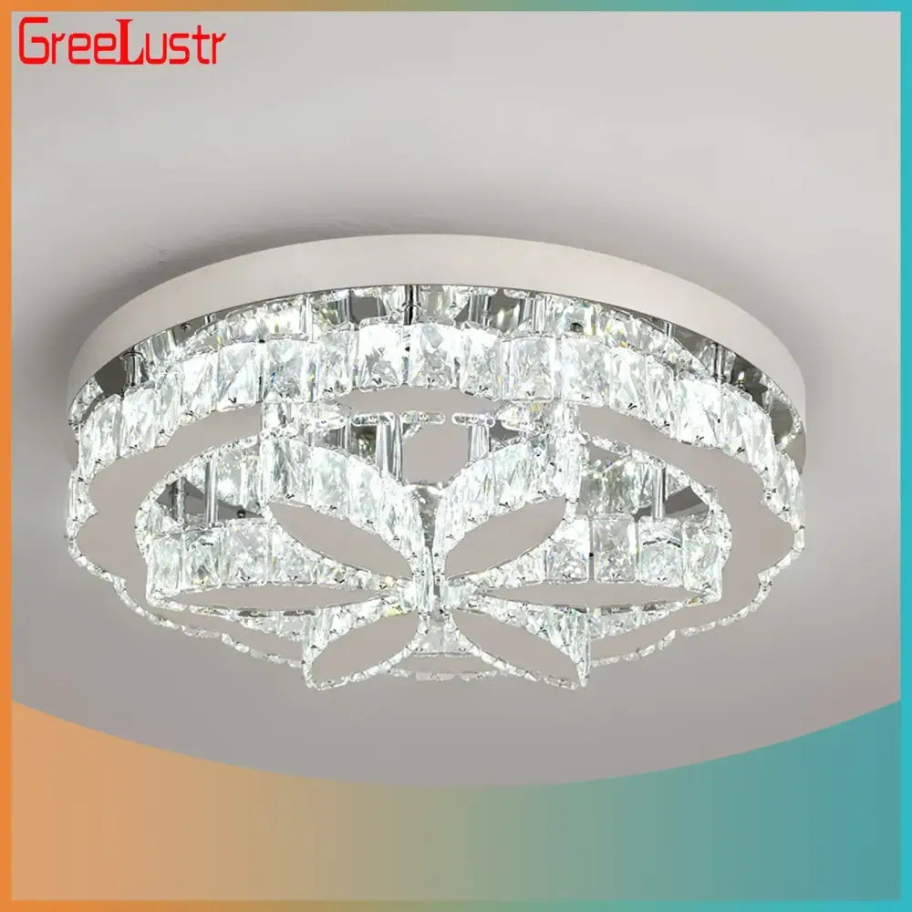 Modern chrome crystal ceiling chandelier living room light