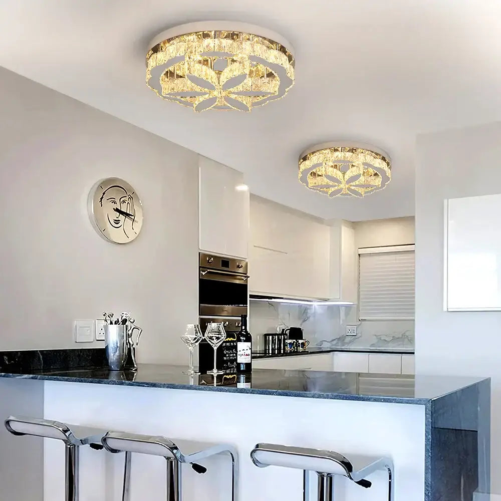 Modern chrome crystal ceiling chandelier living room light
