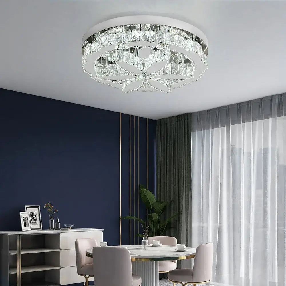 Modern chrome crystal ceiling chandelier living room light