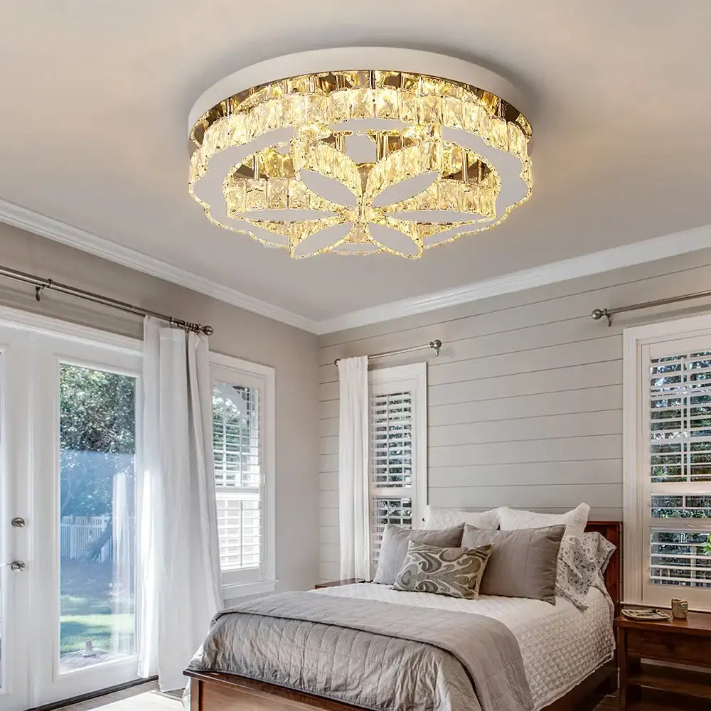 Modern chrome crystal ceiling chandelier living room light
