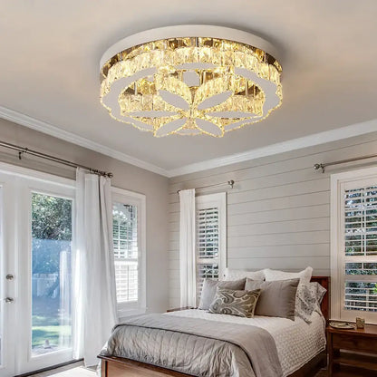 Modern chrome crystal ceiling chandelier living room light