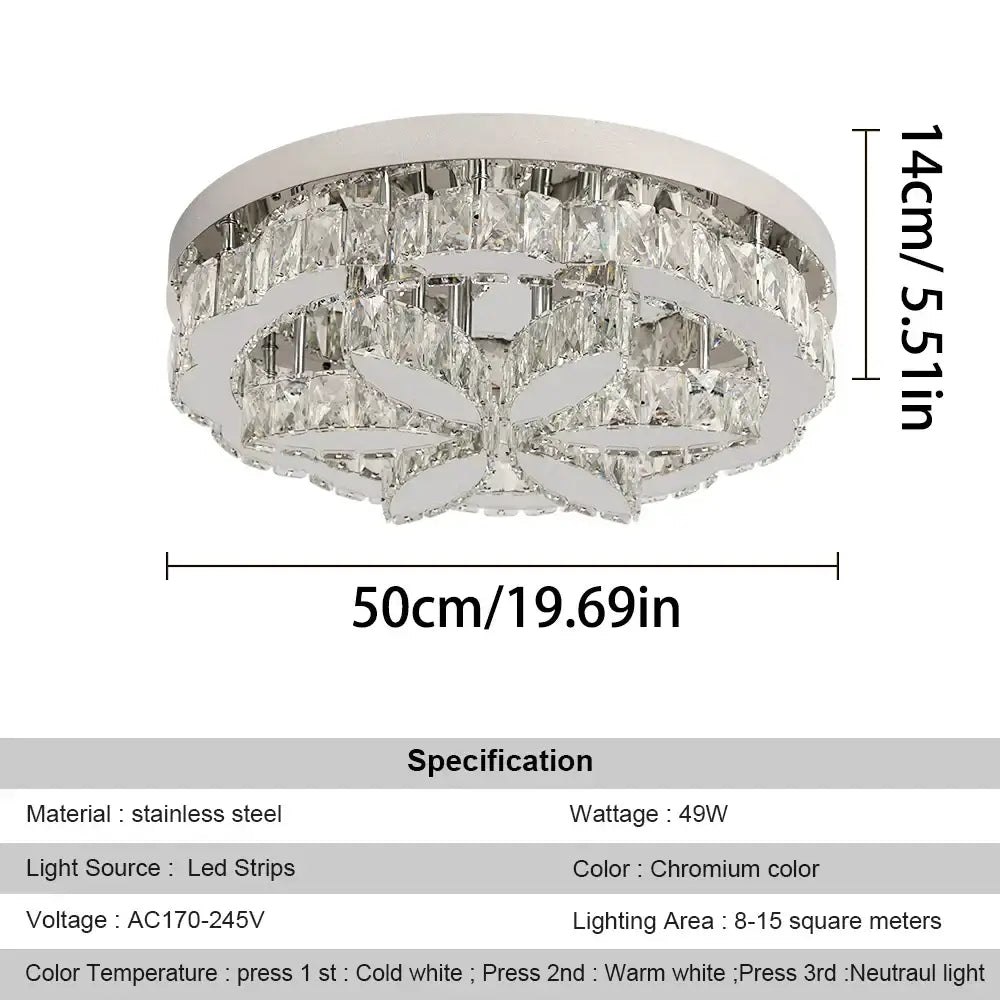 Modern chrome crystal ceiling chandelier living room light