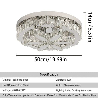 Modern chrome crystal ceiling chandelier living room light