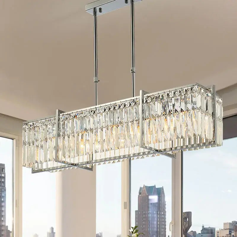 Modern chrome crystal chandelier for dining room