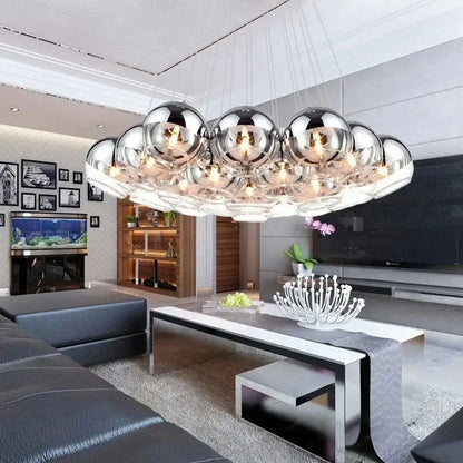 Modern chrome crystal glass ball pendant light living room
