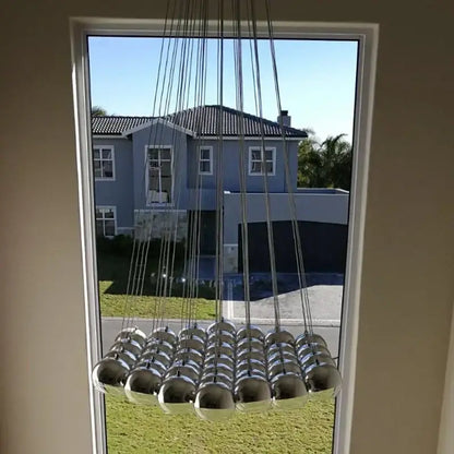 Modern chrome crystal glass ball pendant light living room