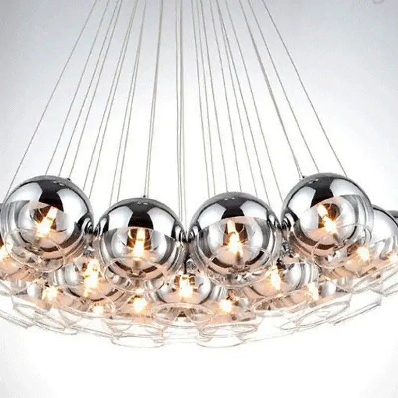 Modern chrome crystal glass ball pendant light living room