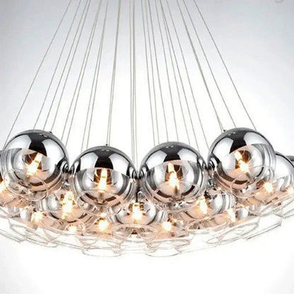 Modern chrome crystal glass ball pendant light living room