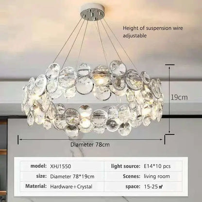 Modern chrome crystal led chandelier dining room light
