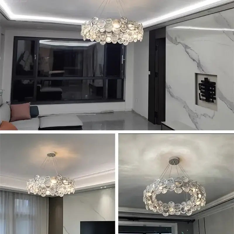 Modern chrome crystal led chandelier dining room light