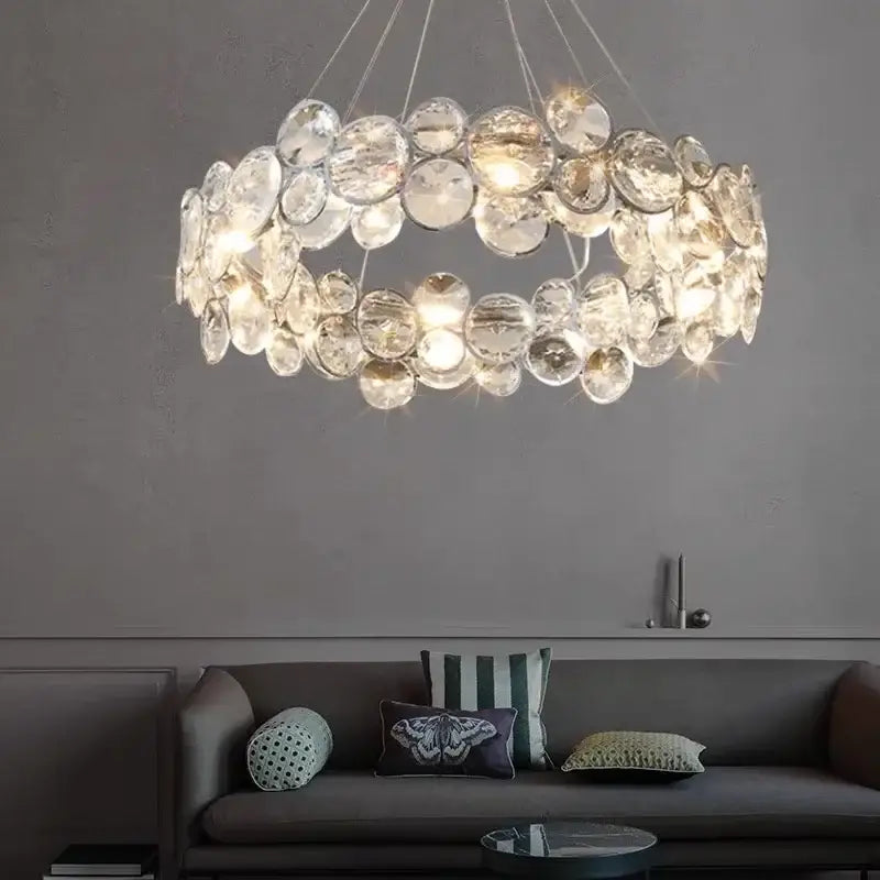 Modern chrome crystal led chandelier dining room light