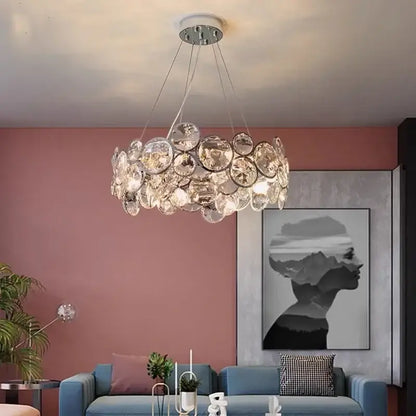 Modern chrome crystal led chandelier dining room light