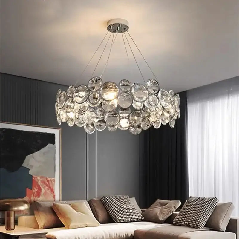 Modern chrome crystal led chandelier dining room light