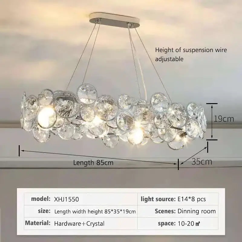 Modern chrome crystal led chandelier dining room light