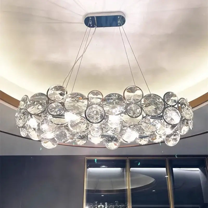 Modern chrome crystal led chandelier dining room light