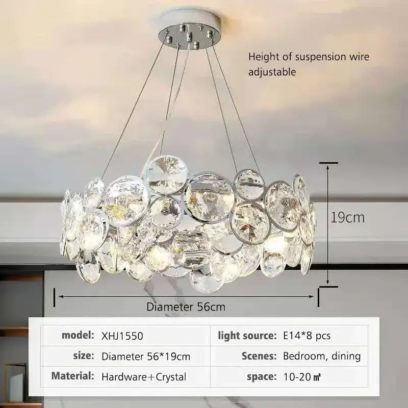 Modern chrome crystal led chandelier dining room light