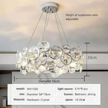 Modern chrome crystal led chandelier dining room light