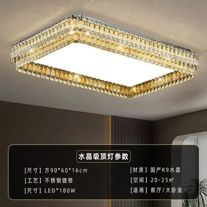 Modern chrome crystal round led ceiling light living room
